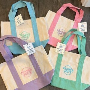 Mini Pastel Canvas Tote Bag - Pink, Blue, Lavender, Mint